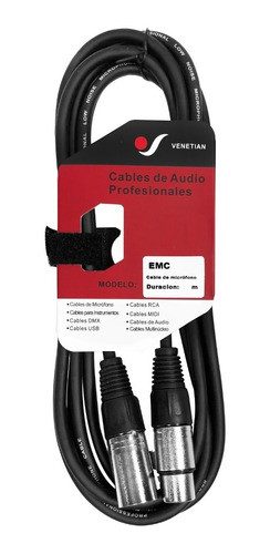 Venetian Emc Cable Micrófono Canon Xlr Macho Hembra 3 Metros 0
