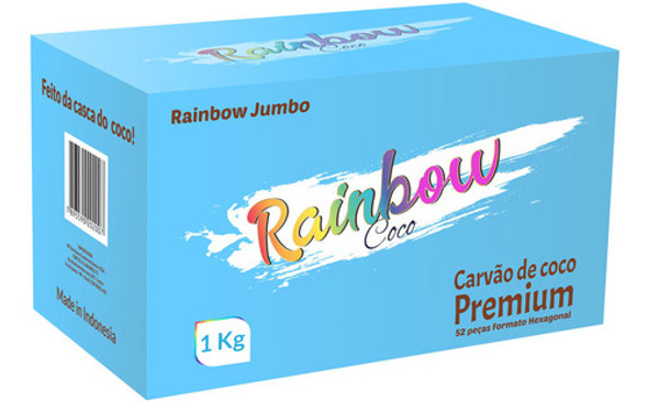 Carvão Narguile Hexagonal Rainbow 1kg Jumbo 0