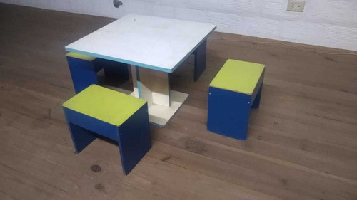 Juego De Mesa Con 4 Bancos Infantiles 0