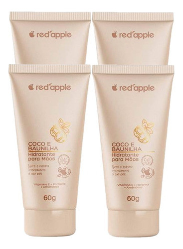 Kit X4 Hidratante Para Mãos Coco E Baunilha 60g - Red Apple 0