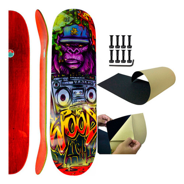 Shape Skate Wood Light 8.125 + Lixa Emborrachada + Pbase 3/8 0