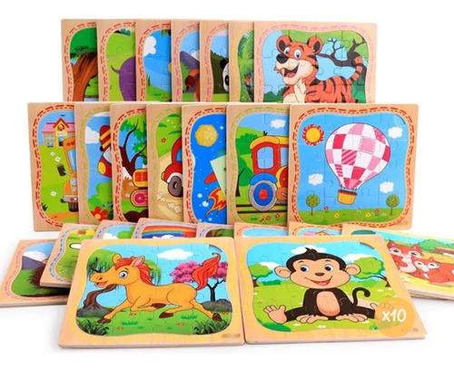 Oferta! Pack De 10 Rompecabezas De Madera Infantiles Puzzle 0