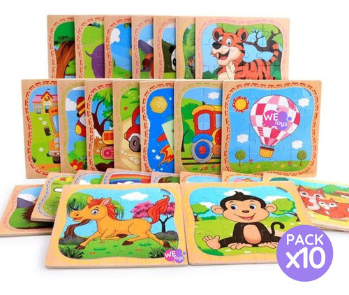 Oferta! Pack De 10 Rompecabezas De Madera Infantiles Puzzle 1