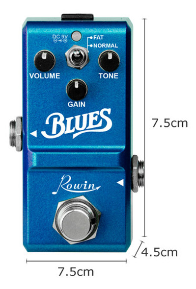 Pedal De Efeito Rowin Style Blues Ln-321 Para Pedal Largo De 1