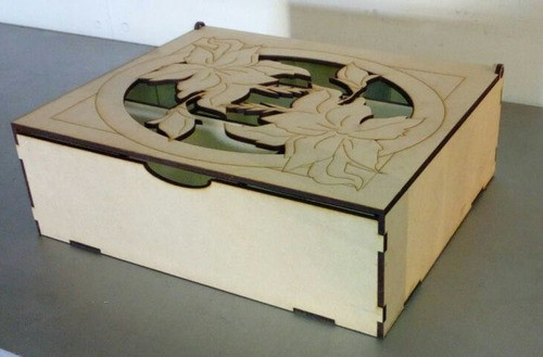 Caja Porta Te X 9 Divisiones Tapa Calada Cortado Con Laser 0