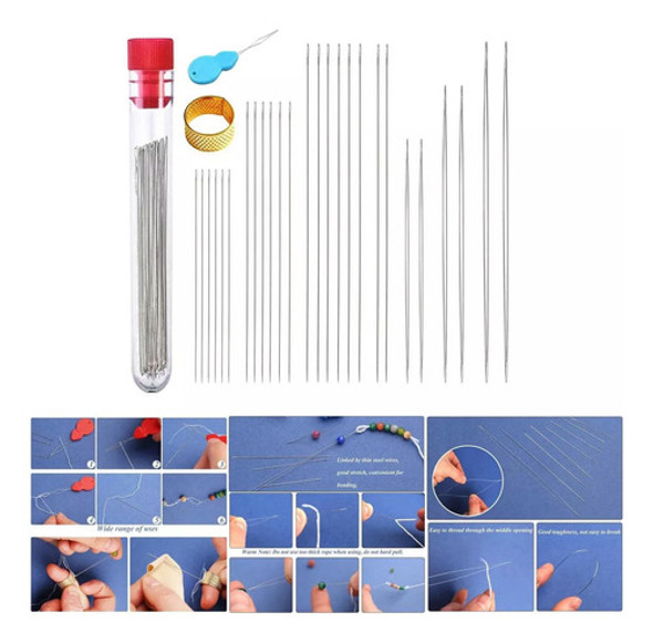 Agulhas De Miçangas Open Big Eye Em Aço Inoxidável 1