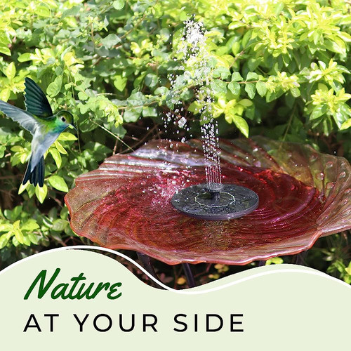 ~? Grateful Gnome Hand-painted Glass Bowl Bird Bath W / Sola 1