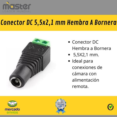 Ficha Conector Plug Dc Hembra Con Bornera X100u Cctv-camaras 1