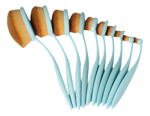 10pcs Maquillaje Pinceles Set Oval Hojaldre De Crema Cepillo 0