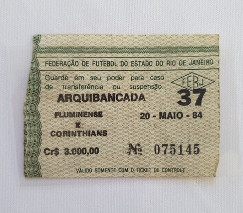 Ingresso Semi Final Brasileiro 1984 Fluminense Corinthians 0