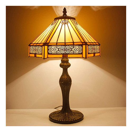 Tiffany - Lámpara De Mesita De Noche, Diseño Hexagonal, C. 1