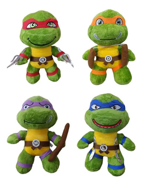 Peluches Tortugas Ninjas X4 Rafael Donatello Leonardo Michel 0