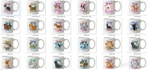 Plantillas Sublimación Tazas - Perros De Raza Mascotas 0