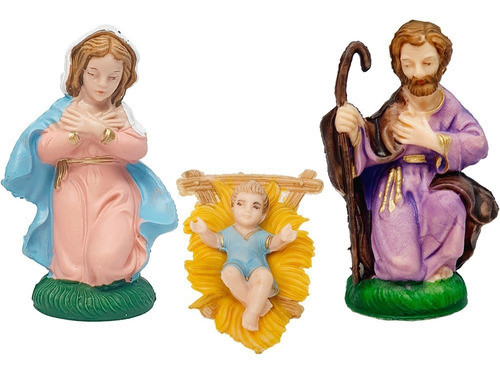 Set 3 Figuras De Pesebre Nacimiento Resina 10 Cm Decorado 0