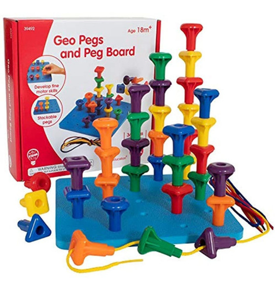 Edxeducation Geo Pegs And Peg Board Set - 36 Pegs In 3 Shape 0
