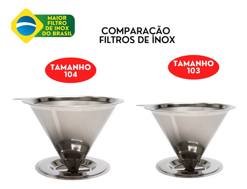 Filtro De Café Coador Inox 104 Extra Grande Reutilizável 1