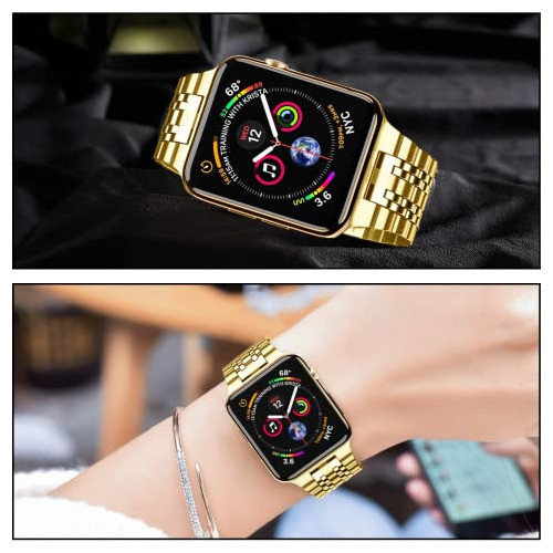 Malla Metalica Dorada Y Funda P/apple Watch Series 6/5/4/se 1