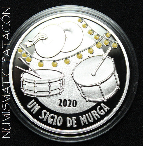 Moneda Plata Uruguay Murga Certificado Y Estuche - Proof 1