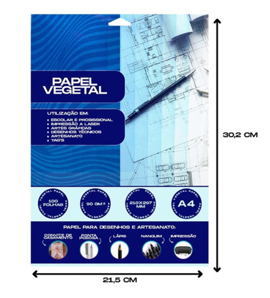 Papel Vegetal A4 90/95 Gramas Com 300un 1