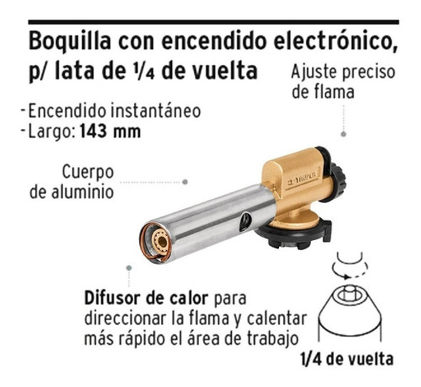 Soplete Boquilla Encendido Electrónico Profes. Truper Berte 1