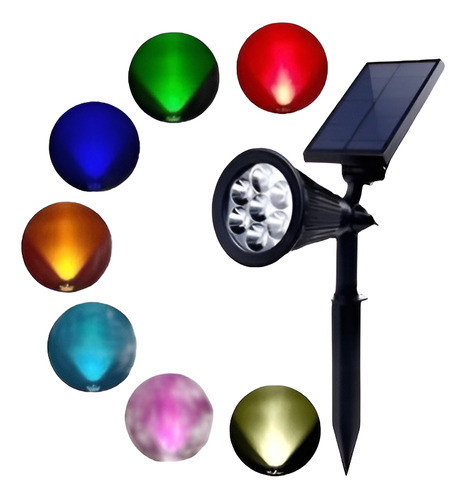 Foco Solar De Jardín 2w 7 Colores Mvc - Ferrejido 0