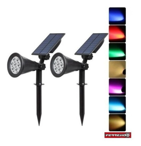 Foco Solar De Jardín 2w 7 Colores Mvc - Ferrejido 0