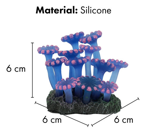 Enfeite De Silicone Soma Coral Zoanthus Palithoa Azul 1