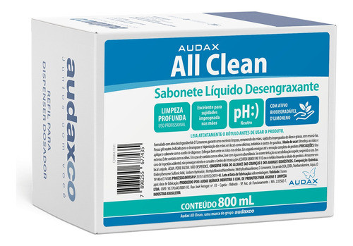 Sabonete Líquido Refil Desengraxante 800ml Allclean 0