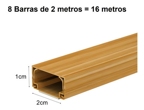 8x Canaleta Cerejeira 20x10mm C/ Dupla Face 2 Metros Cada 1