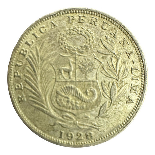 Perú - 1/2 Sol - Año 1928 - Km #216 - Plata .500 1
