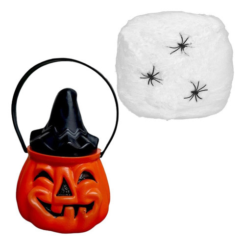 Calabaza Halloween Caramelera Telaraña Plástica Golosinas 0