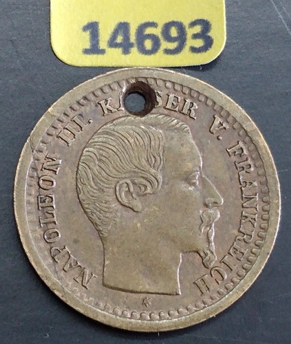 14693 Ficha Jeton Napoleão Iii Séc Xix Bronze 0
