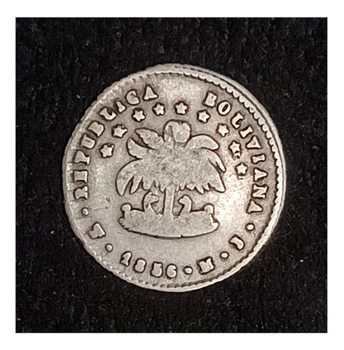 Bolivia 1/2 Sol 1856 Mj Mb Plata Km 118.1 0