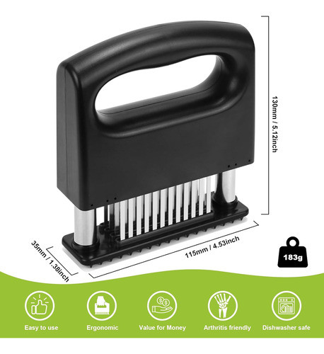 Tenderizador De Carne Compacto Con Agujas De Acero Inoxidabl 1