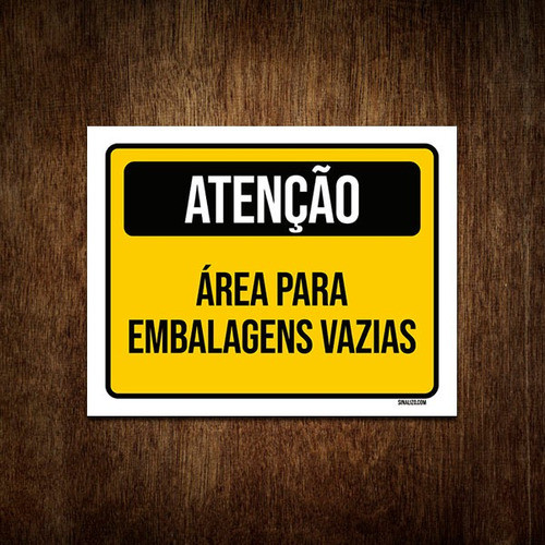 Placa De Sinalização - Atenção Área Embalagens Vazias 27x35 0