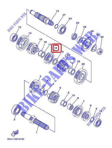 Engranaje De Caja Yamaha Yz250 00-21  5be-17231-00 1