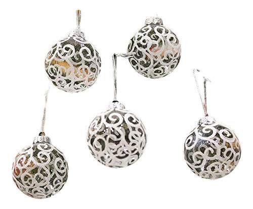 Adornos Bolas Navideñas Blanco Transparente 80mm 12 Unidades 0