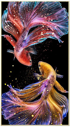 Kit Pintura Con Diamantes 5d Peces Coloridos 40x70cm Diy 0