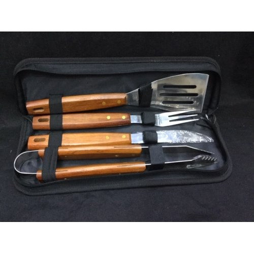 Kit Parrillero Estuche Asado Acero 4 Piezas Cuchillo Tenedor 1
