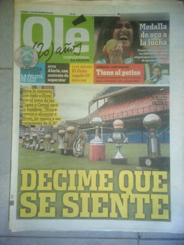 Diario Ole 10 Septiembre 2016 Yanina Martinez Medalla Oro 0