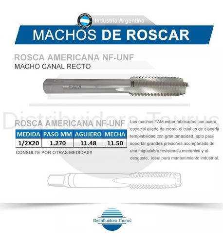 Machos De Roscar - Rosca Americana Nf 1/2- Ind. Argentina 0