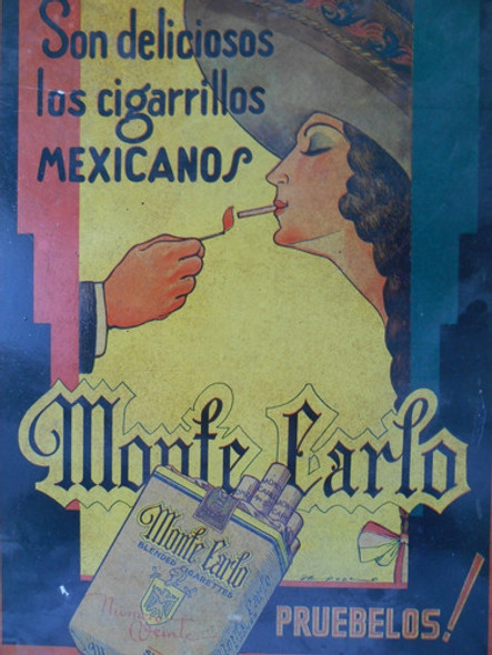 Antiguo Afiche De Publicidad - Cigarrillos Monte Carlo 1
