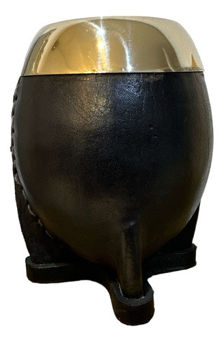 Mate Forrado En Cuero Con Boca Lisa En Plata 800. Tuset. 0