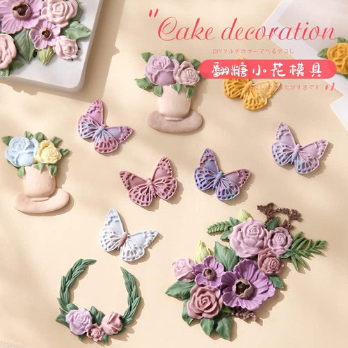 ~? Flor De Silicona Fondant Molde Ramo De Mariposa Moho De M 1