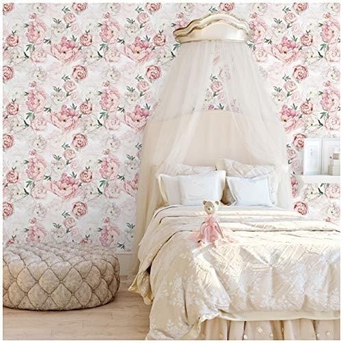 Vinilo Decorativo P/pared Peonias Rosa-bco/ 0.45 X 3m/rollo 1