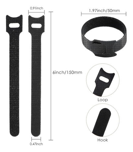 Bridas Reutilizables Wlead 50pcs, Bridas Organizadoras De Ca 1