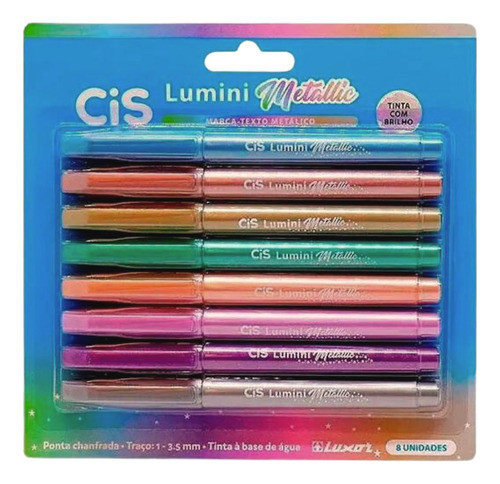 Marca Texto Lumini Metálico Com 8 Unidades - Cis 0