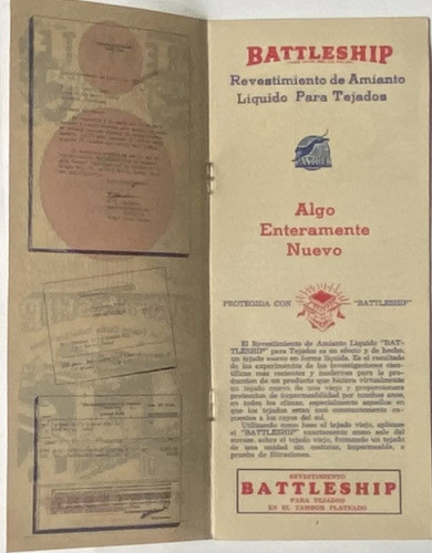 Vintage Folleto, Battleship Amianto Liquido, 1948, Cfz2 1