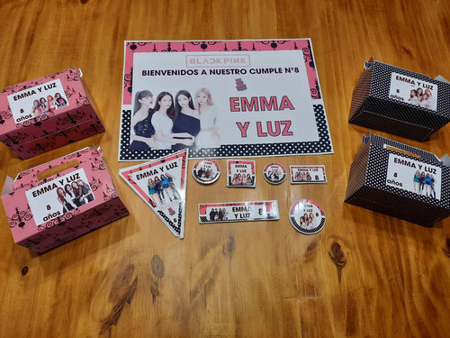 Black Pink Kit Cumpleaños Banderines Sticker 1