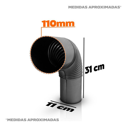 Curva Sanfonada Em Aço Inox Para Chaminé 110mm Fogão 1